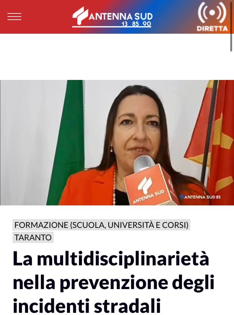 Multidisciplinarietà nella prevenzione degli incidenti stradali, l’intervista di Antenna Sud a Mirella Casiello